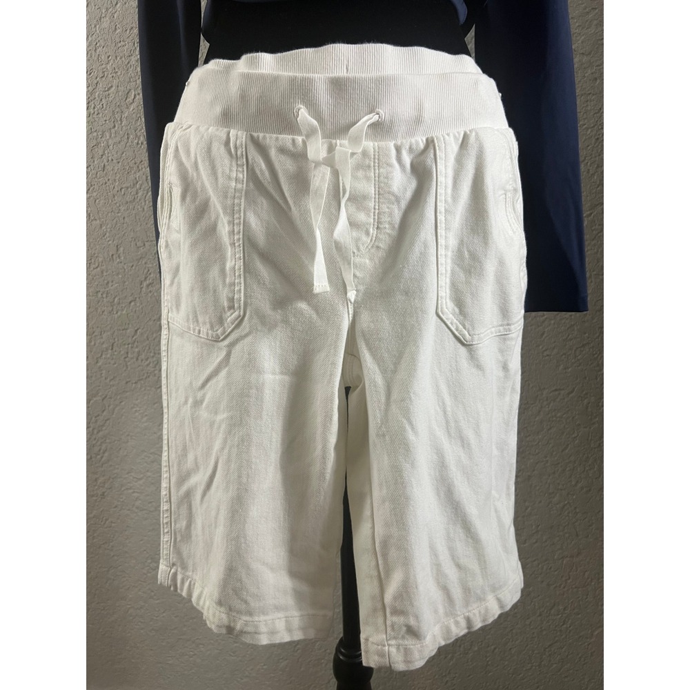 Bandolino White Knit Drawstring Waist Casual Lounge Shorts Pockets Size L